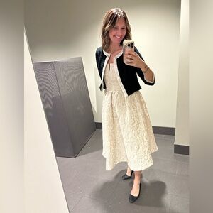 Alice + Olivia Cream Dress strapless, Tea length, jacket not included, Formal